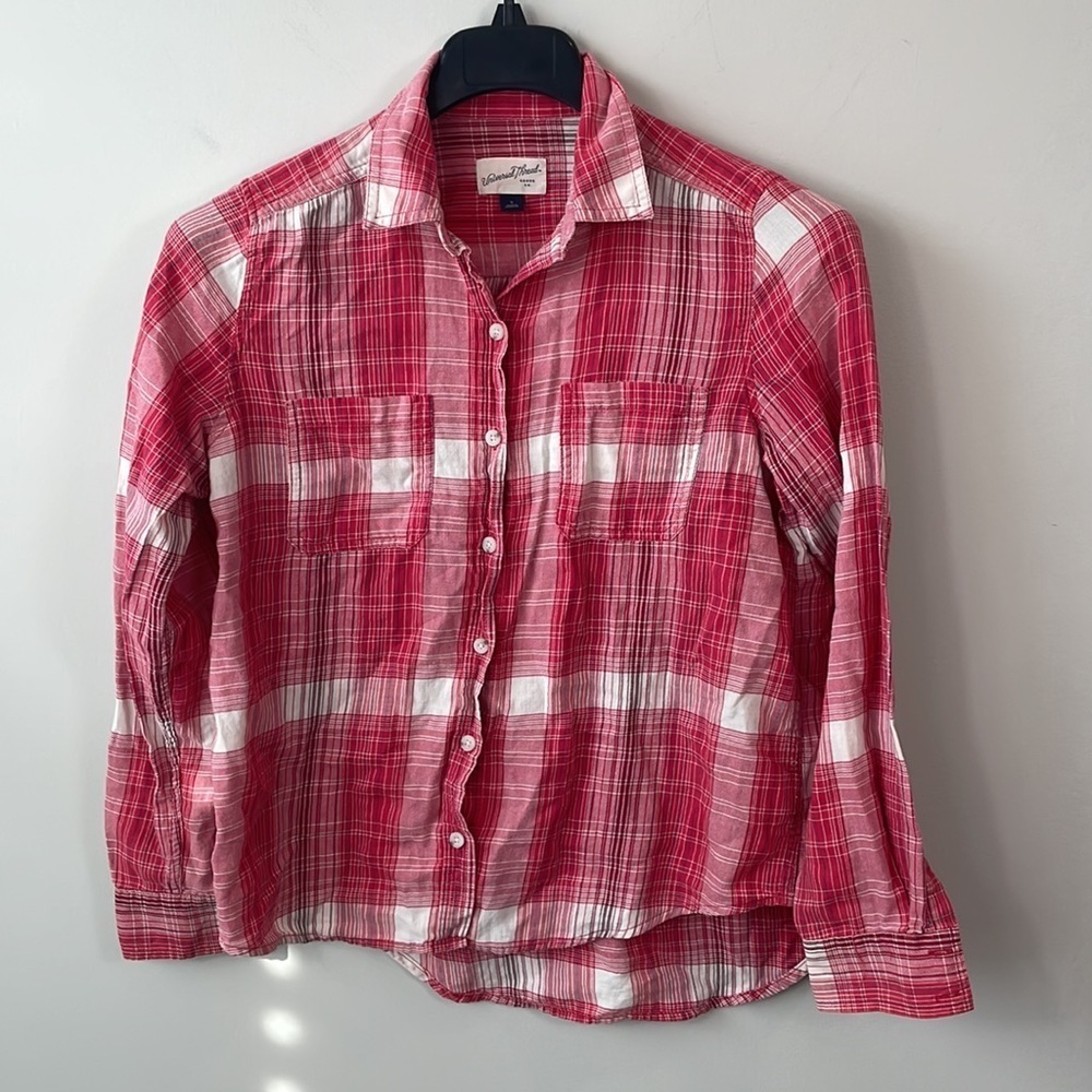Universal Thread Button Down Plaid Shirt Women Si… - image 1